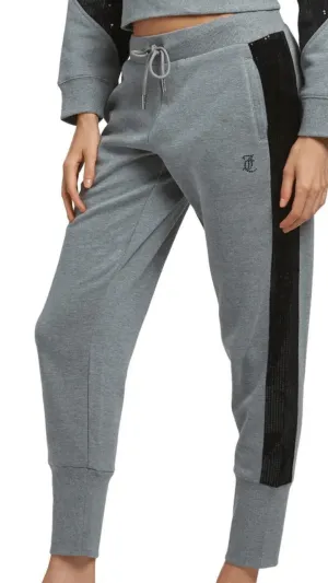 Side Bling Fleece Jogger in light grey
