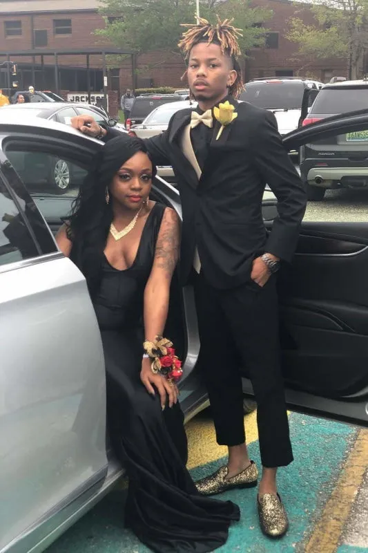 Simple Black Long Sleeves Long Mermaid Prom Dresses