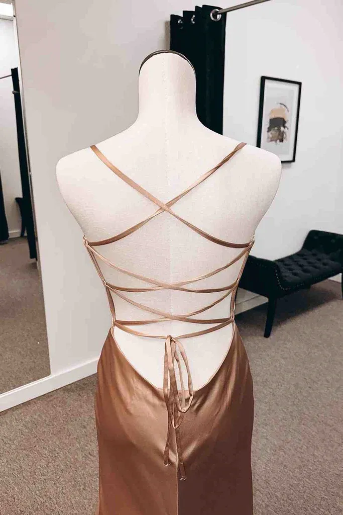 Simple Long Wedding Guest Dresses Sheath Satin Formal Evening Dress