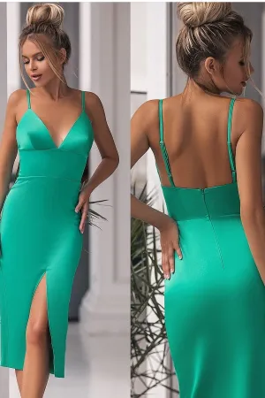 Simple Short Prom Gown with Adjustable Straps