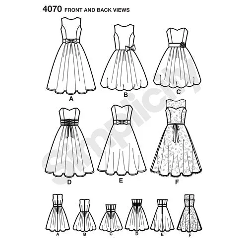 Simplicity 4070 Womens Full Skirt Dress Strapless or Sleeveless Prom Formal Out Of Print Sewing Pattern Sizes 6 - 14 UNCUT Factory Folded