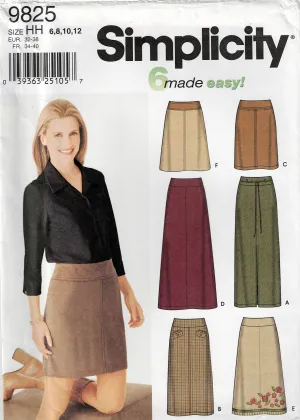 Simplicity 9825 Womens Classic Skirts Out Of Print Sewing Pattern Size 6 - 12 UNCUT Factory Folded