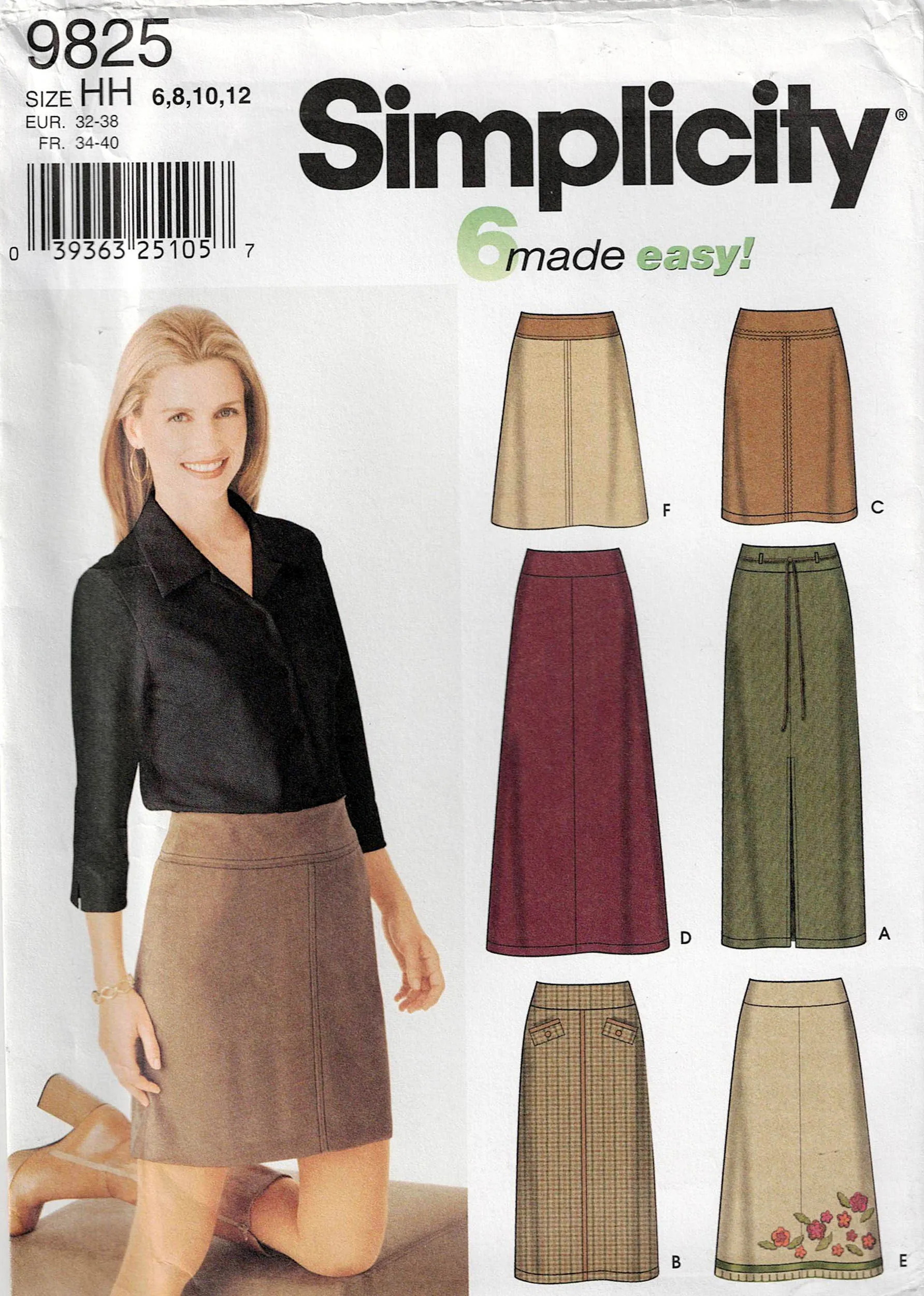 Simplicity 9825 Womens Classic Skirts Out Of Print Sewing Pattern Size 6 - 12 UNCUT Factory Folded