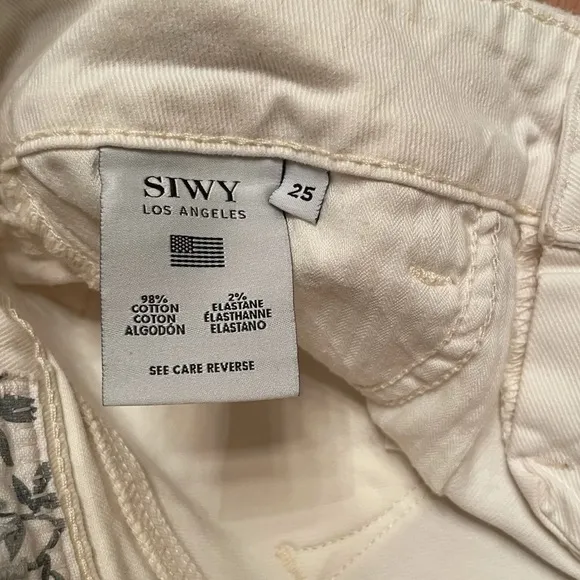 SIWY white denim shorts size 25