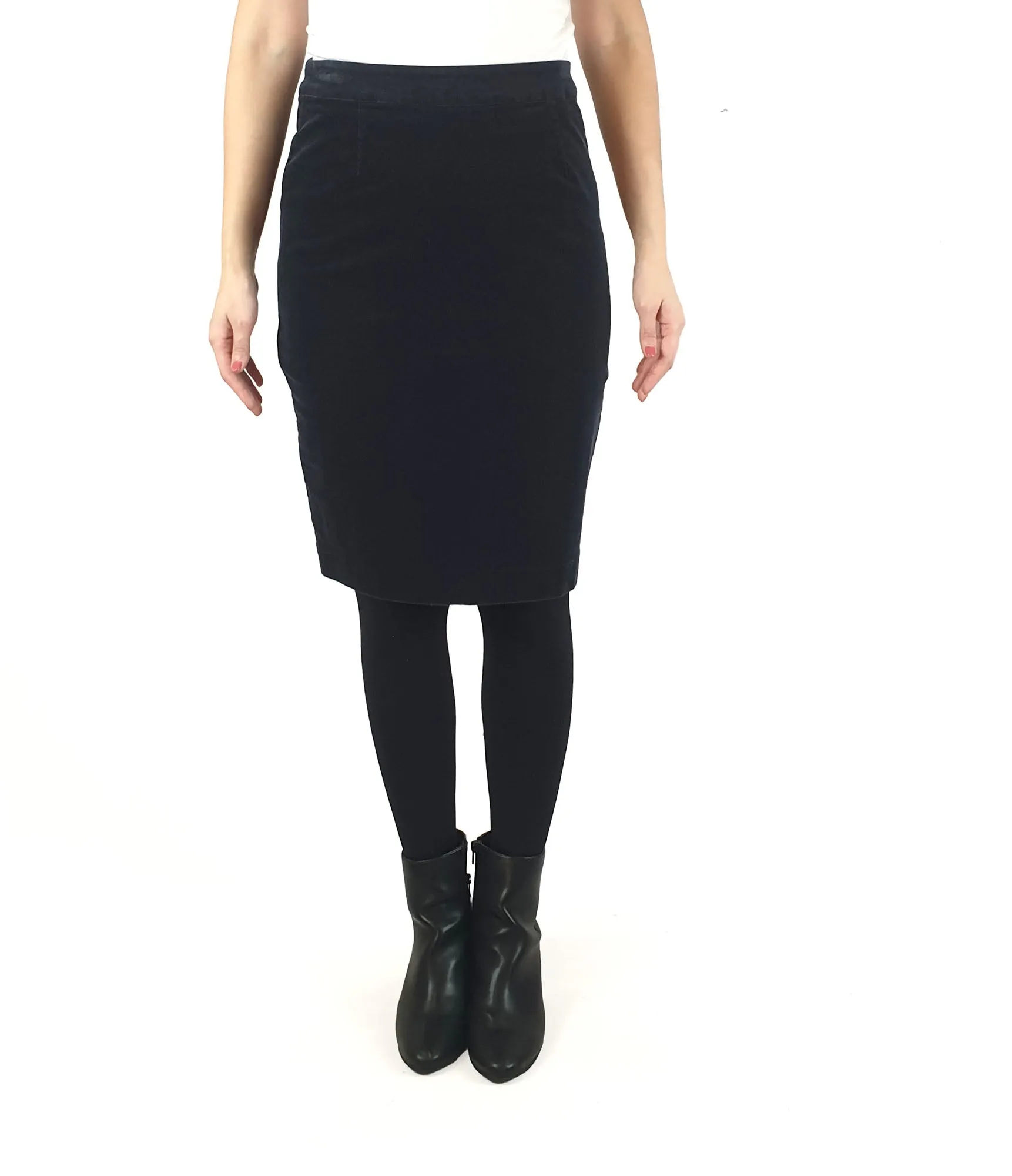 Skin & Threads navy thin cord pencil skirt size 2 (best fits 10)