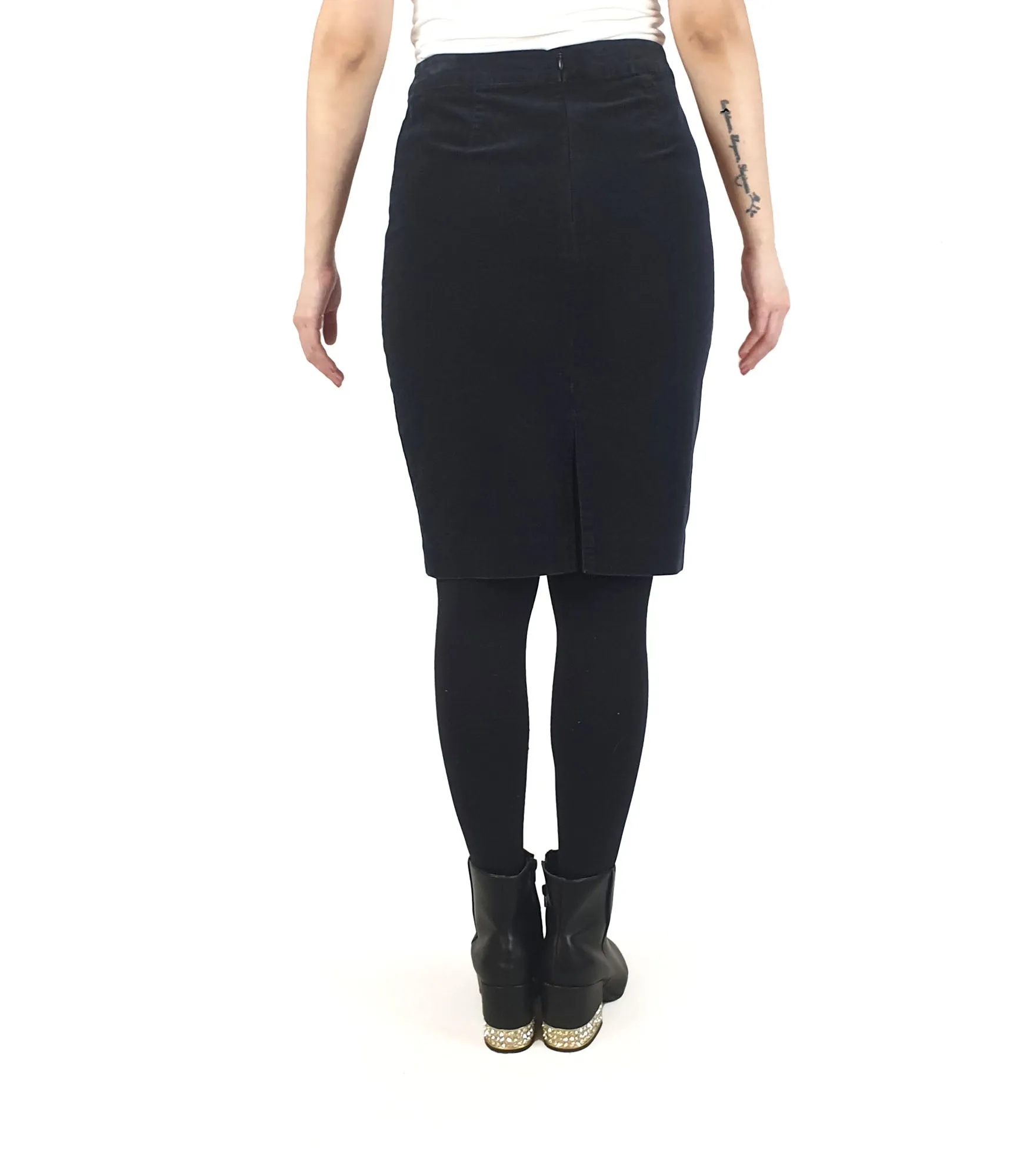 Skin & Threads navy thin cord pencil skirt size 2 (best fits 10)