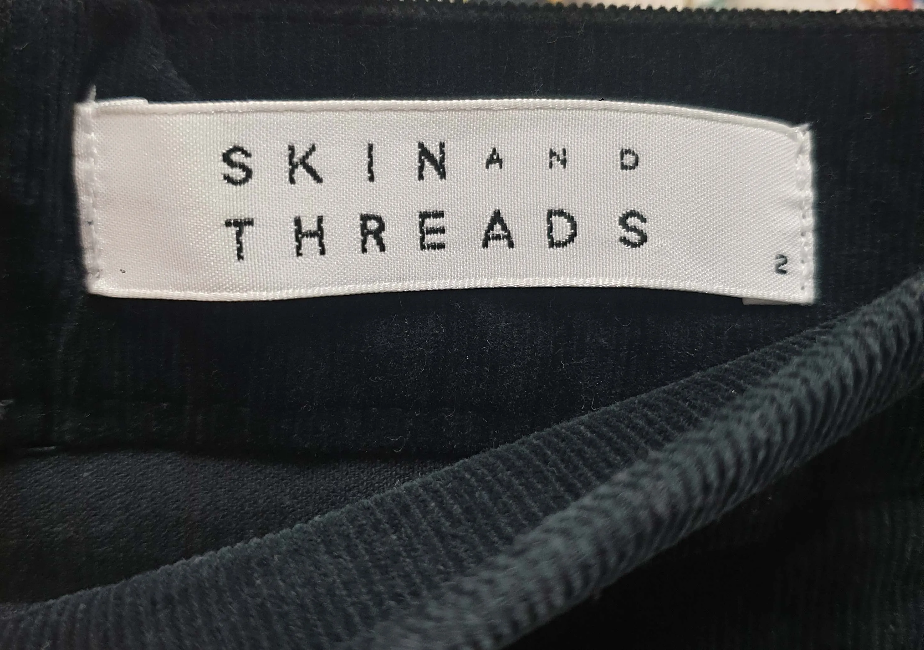 Skin & Threads navy thin cord pencil skirt size 2 (best fits 10)