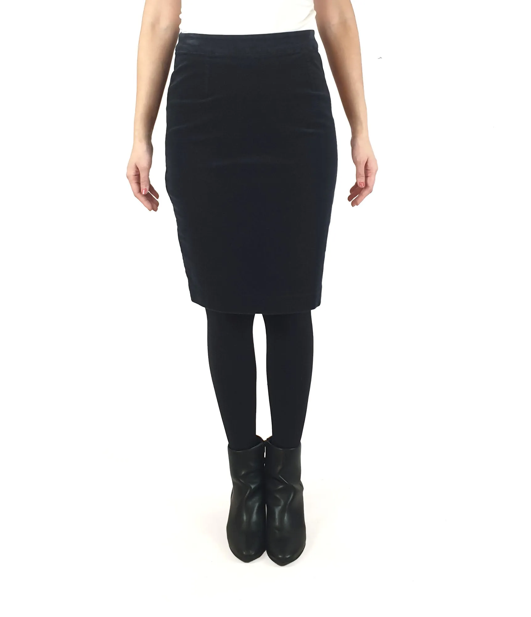 Skin & Threads navy thin cord pencil skirt size 2 (best fits 10)