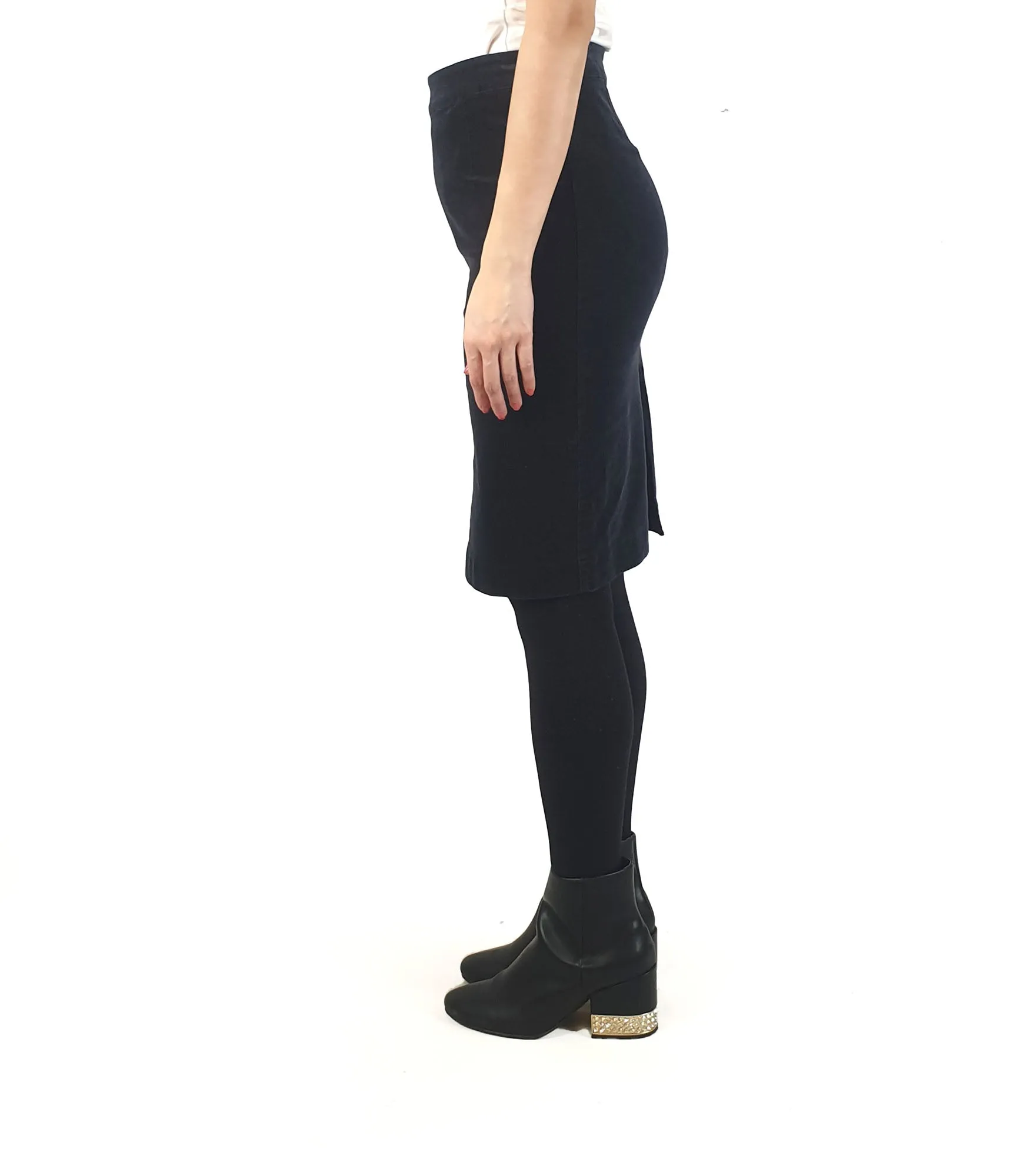 Skin & Threads navy thin cord pencil skirt size 2 (best fits 10)