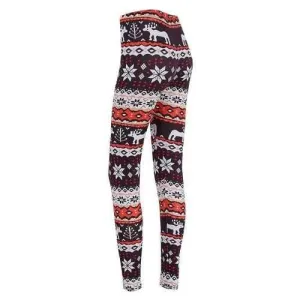 Skinny Christmas Elk Snowflake Print Leggings - S