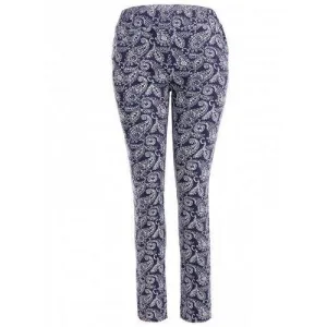 Skinny Flower Print Leggings - Deep Blue L