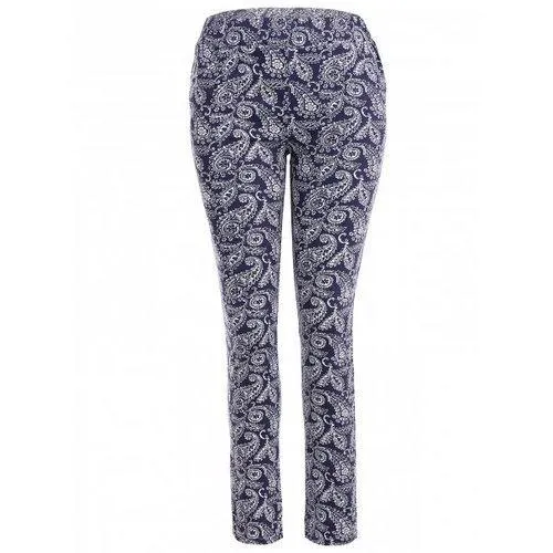 Skinny Flower Print Leggings - Deep Blue L