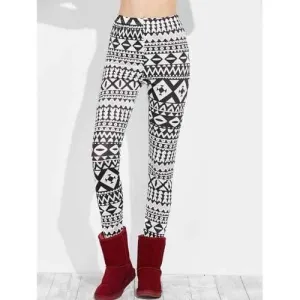 Skinny Geometric Leggings - White And Black L