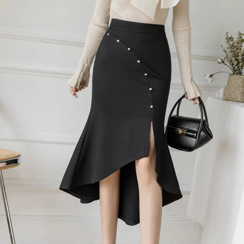 Skirts Women New Fashion Black Red Women Midi Skirt