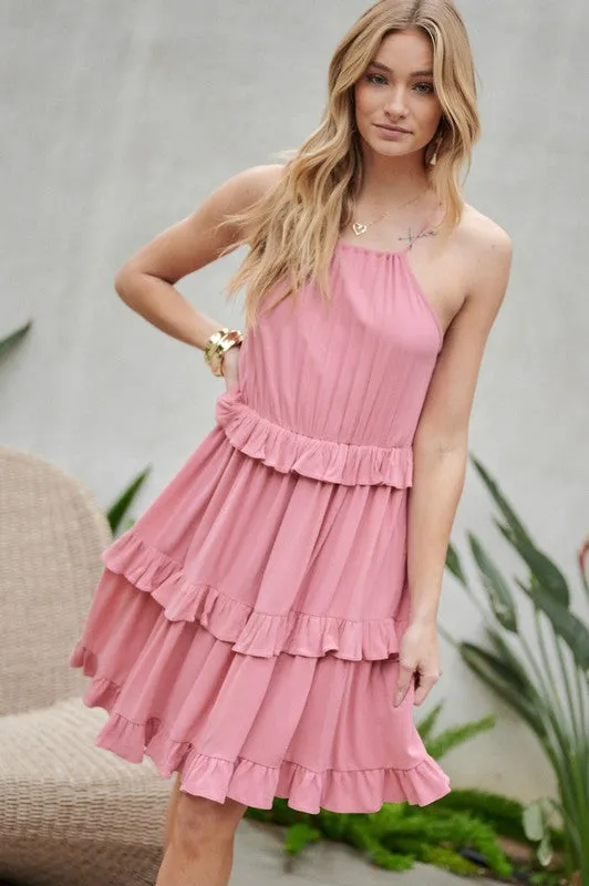 Skyler Solid Ruffle Sleeveless Mini Dress