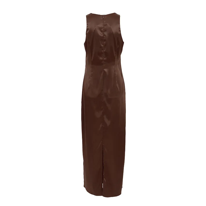 Sleeveless Satin Maxi Dress