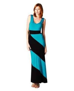 Sleeveless Tank Top Dress Colorblock Candy Cane Teal
