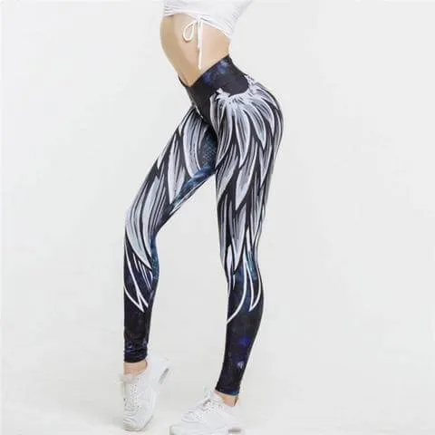Soaring Valkyrie Wing Printed High Wasted Leggings