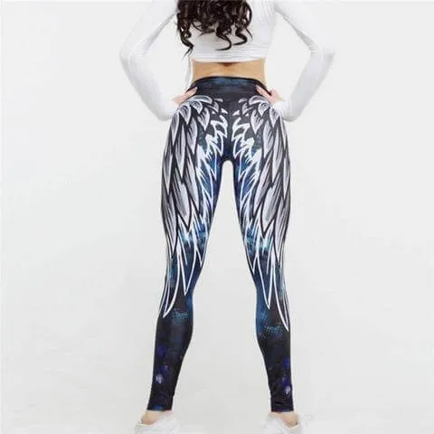 Soaring Valkyrie Wing Printed High Wasted Leggings