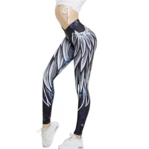 Soaring Valkyrie Wing Printed High Wasted Leggings