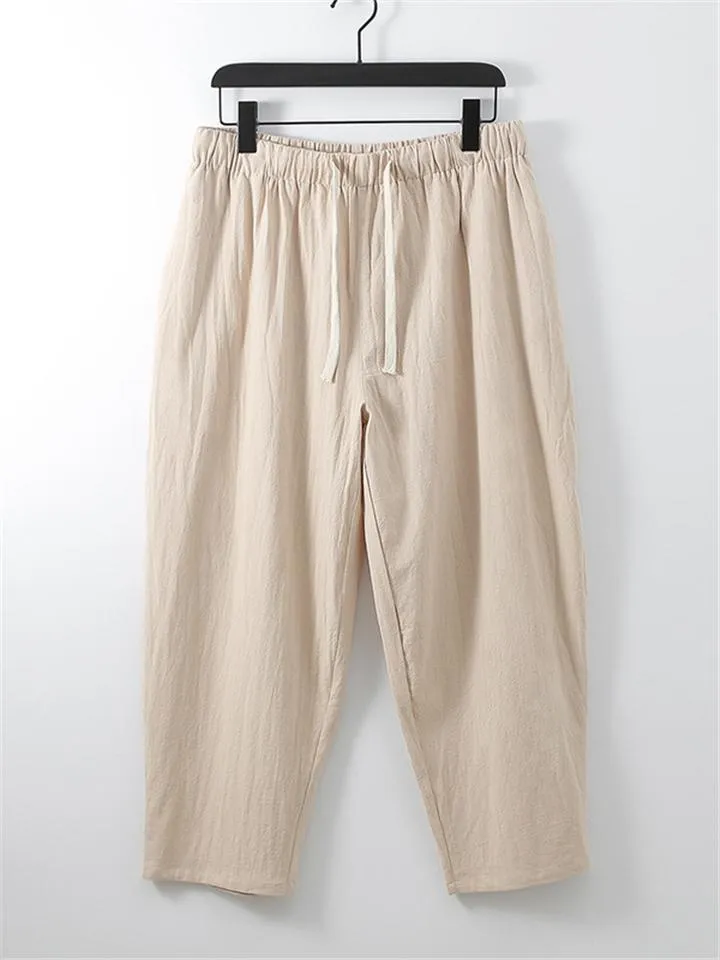 Solid Color Lightweight 2-Piece Outfit Button T-Shirt   Drawstring Waistband Cropped Pants