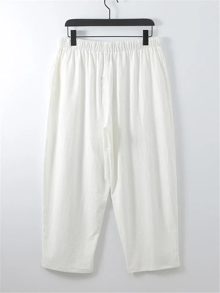 Solid Color Lightweight 2-Piece Outfit Button T-Shirt   Drawstring Waistband Cropped Pants
