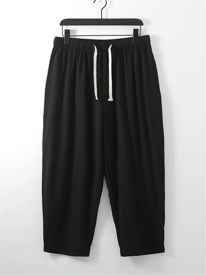 Solid Color Lightweight 2-Piece Outfit Button T-Shirt   Drawstring Waistband Cropped Pants