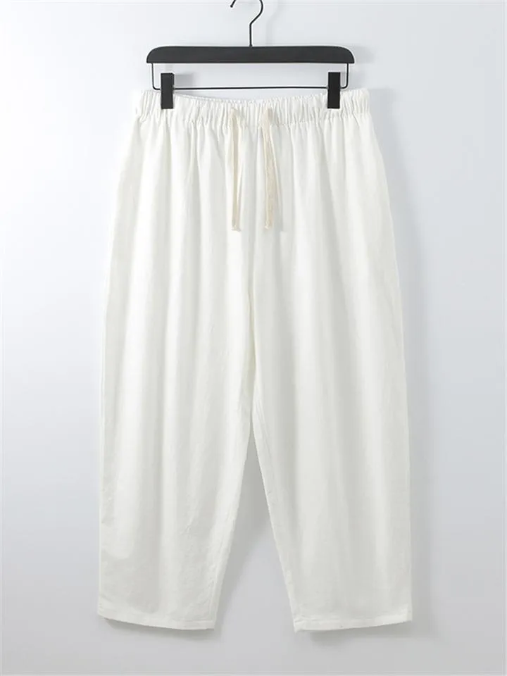 Solid Color Lightweight 2-Piece Outfit Button T-Shirt   Drawstring Waistband Cropped Pants