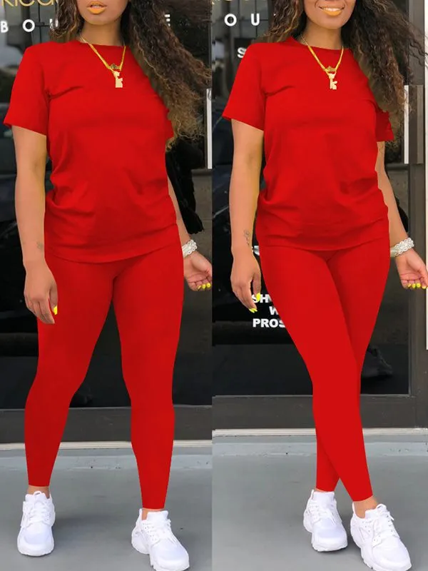 Solid Tee & Pants Set