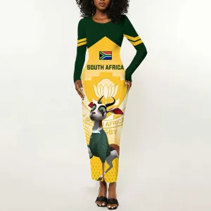South Africa Rugby Long Sleeve Bodycon Dress Cute Springboks Mascot LT14