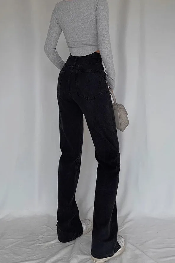 Split Trouser Legs High Waisted Jeans