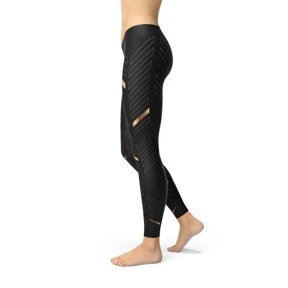 Sports Stripes Black Leggings