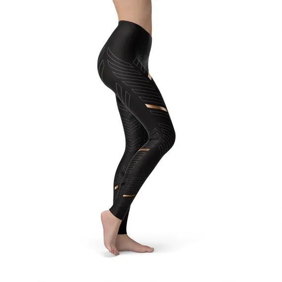 Sports Stripes Black Leggings