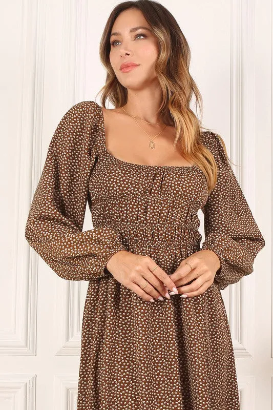Square Neck Puff Dress