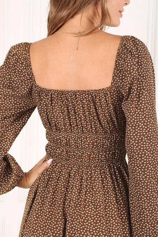 Square Neck Puff Dress