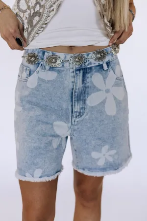 Stacy Printed Denim Shorts