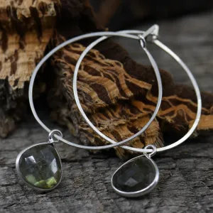 Sterling Silver Labradorite Hoop Earrings