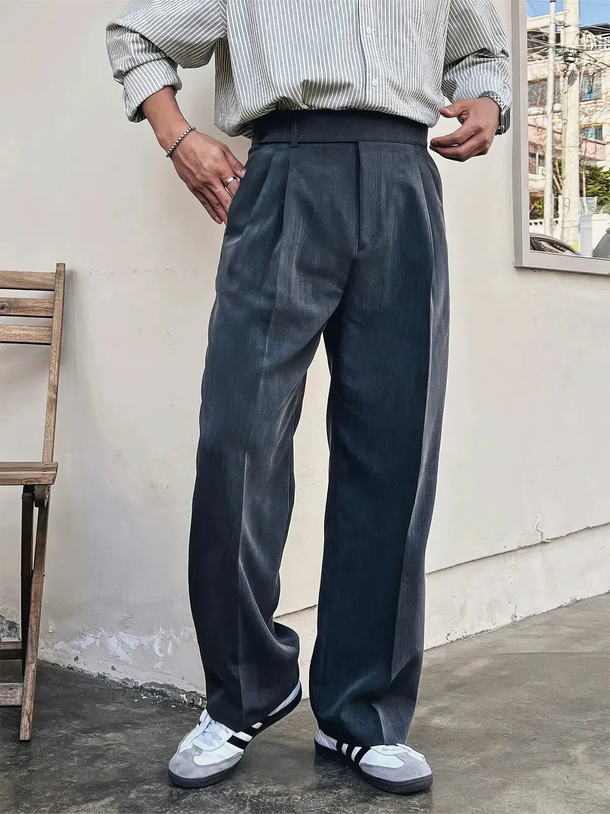 Straight Fit Wide-Leg Casual Pants