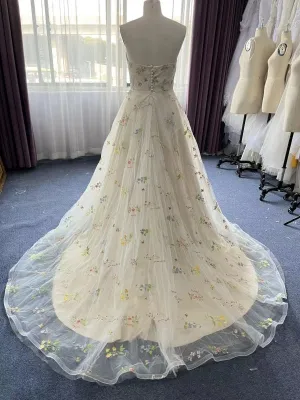 Strapless  Floral Long Prom Dress Floral Formal Evening Dress for Women