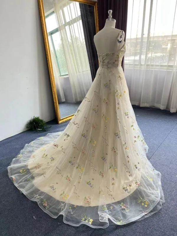 Strapless  Floral Long Prom Dress Floral Formal Evening Dress for Women