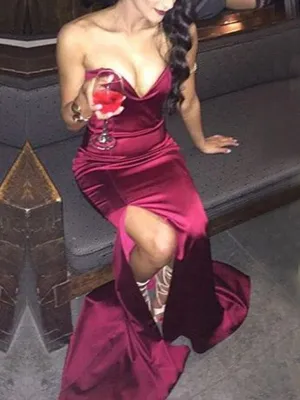 Strapless Mermaid Sweetheart Side Slit Cocktail Evening Prom Dresses Online,PD0167