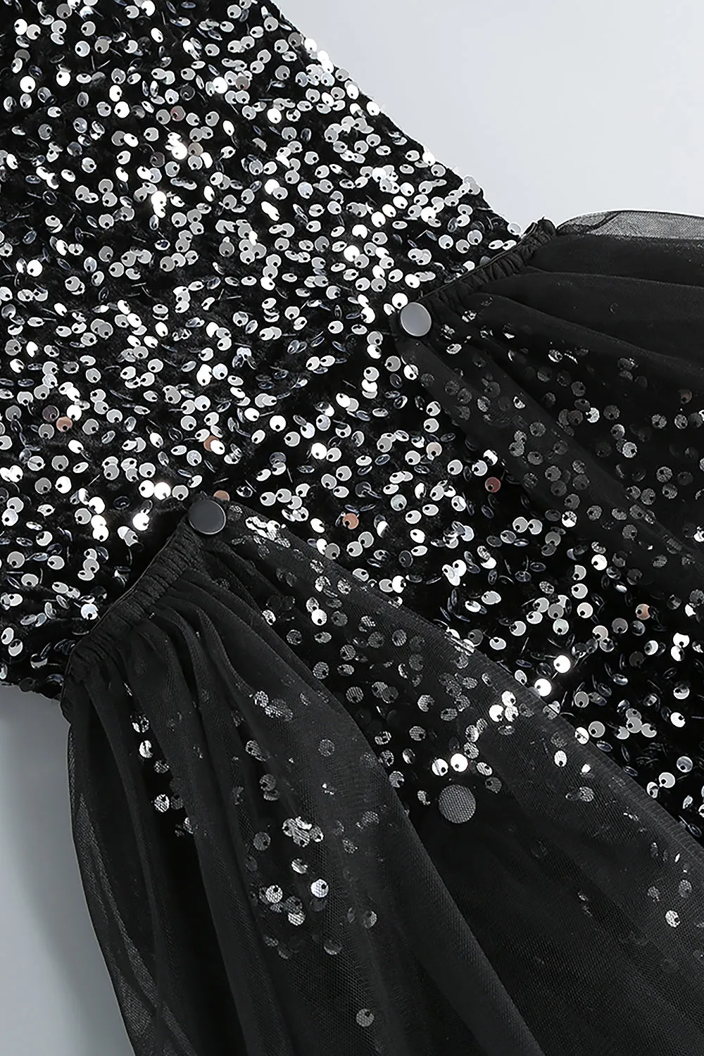 Strappy Sequin Mesh A-LIne Dress