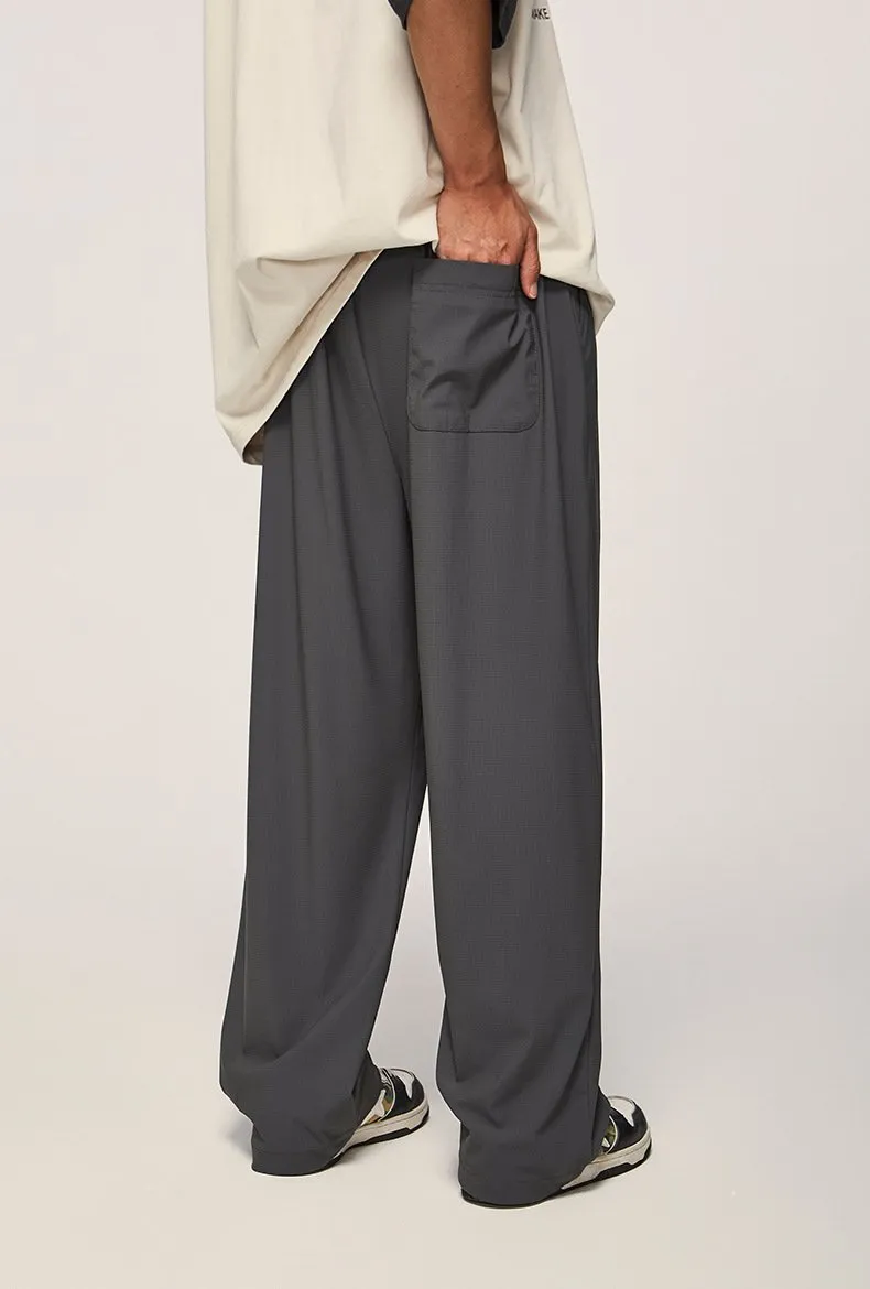 Street Check Quick-drying Air-conditioning Pants 2023 Autumn And Winter New High Elastic Cool Feeling Mop Wide Leg Pants For Men And Women
