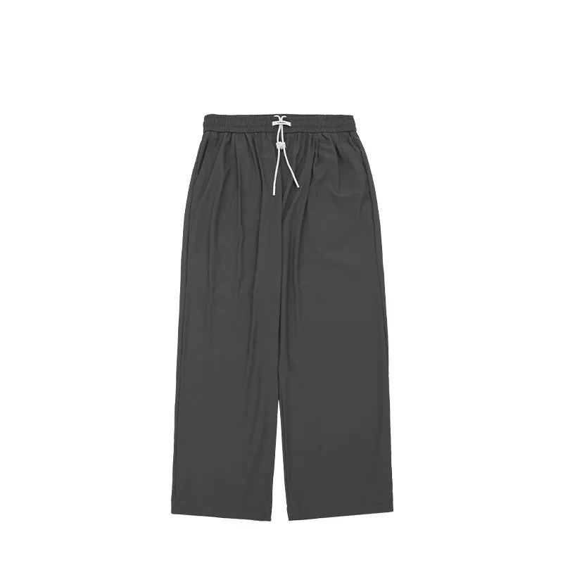 Street Check Quick-drying Air-conditioning Pants 2023 Autumn And Winter New High Elastic Cool Feeling Mop Wide Leg Pants For Men And Women