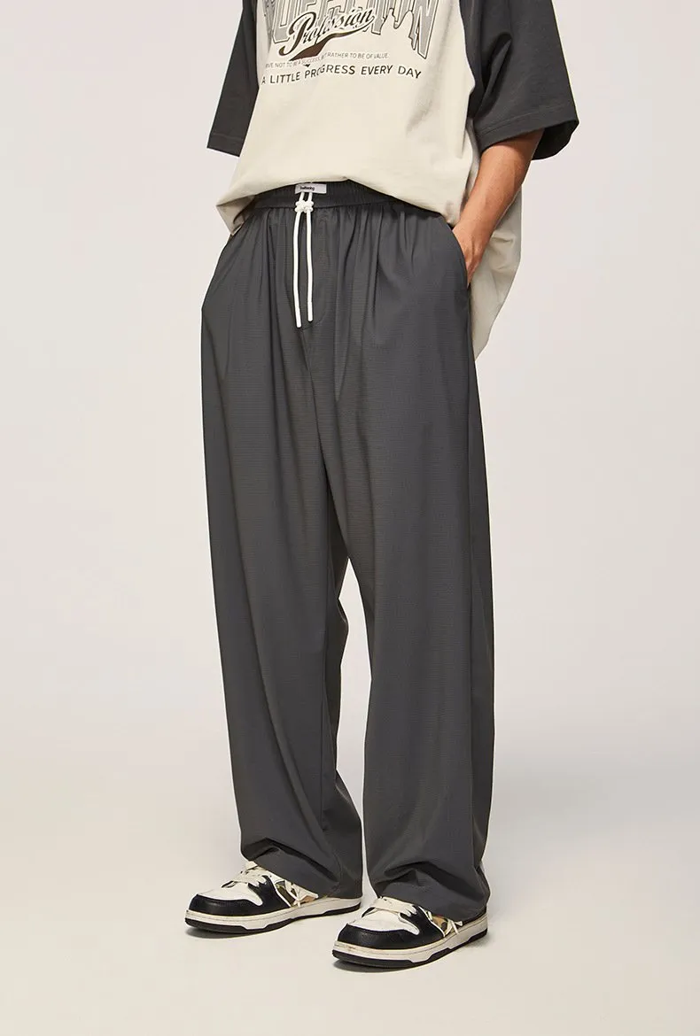 Street Check Quick-drying Air-conditioning Pants 2023 Autumn And Winter New High Elastic Cool Feeling Mop Wide Leg Pants For Men And Women