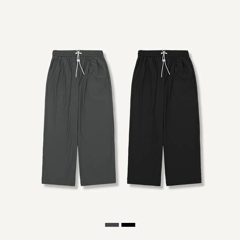 Street Check Quick-drying Air-conditioning Pants 2023 Autumn And Winter New High Elastic Cool Feeling Mop Wide Leg Pants For Men And Women