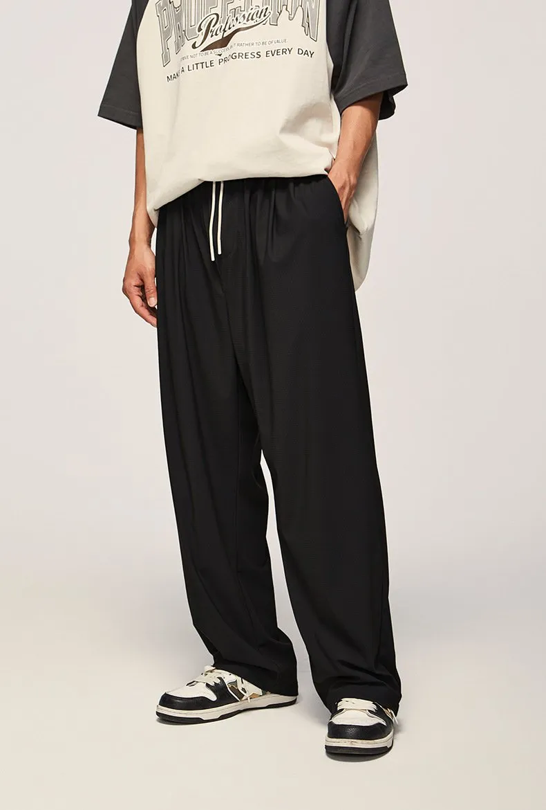 Street Check Quick-drying Air-conditioning Pants 2023 Autumn And Winter New High Elastic Cool Feeling Mop Wide Leg Pants For Men And Women