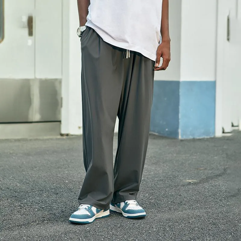 Street Check Quick-drying Air-conditioning Pants 2023 Autumn And Winter New High Elastic Cool Feeling Mop Wide Leg Pants For Men And Women