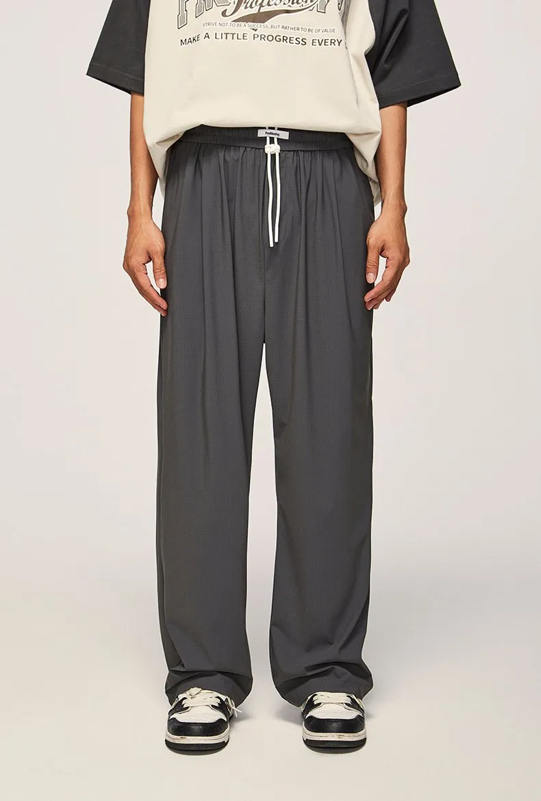 Street Check Quick-drying Air-conditioning Pants 2023 Autumn And Winter New High Elastic Cool Feeling Mop Wide Leg Pants For Men And Women