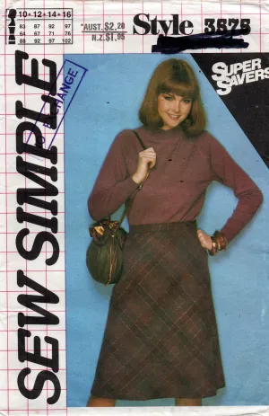 Style 3575 Womens EASY Bias Cut Skirts 1980s Vintage Sewing Pattern Size 10 - 16 UNCUT Factory Folded